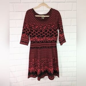 Taylor Red/Black Patterned Sweater Dress